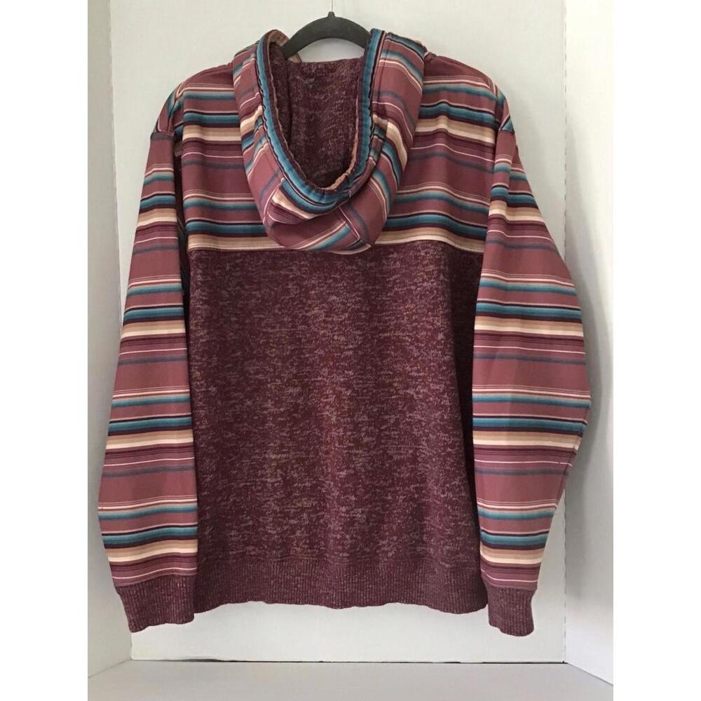 HOOEY Maroon Hoody with Multi Color Serape Pattern Ladies Size M - Picture 2 of 5